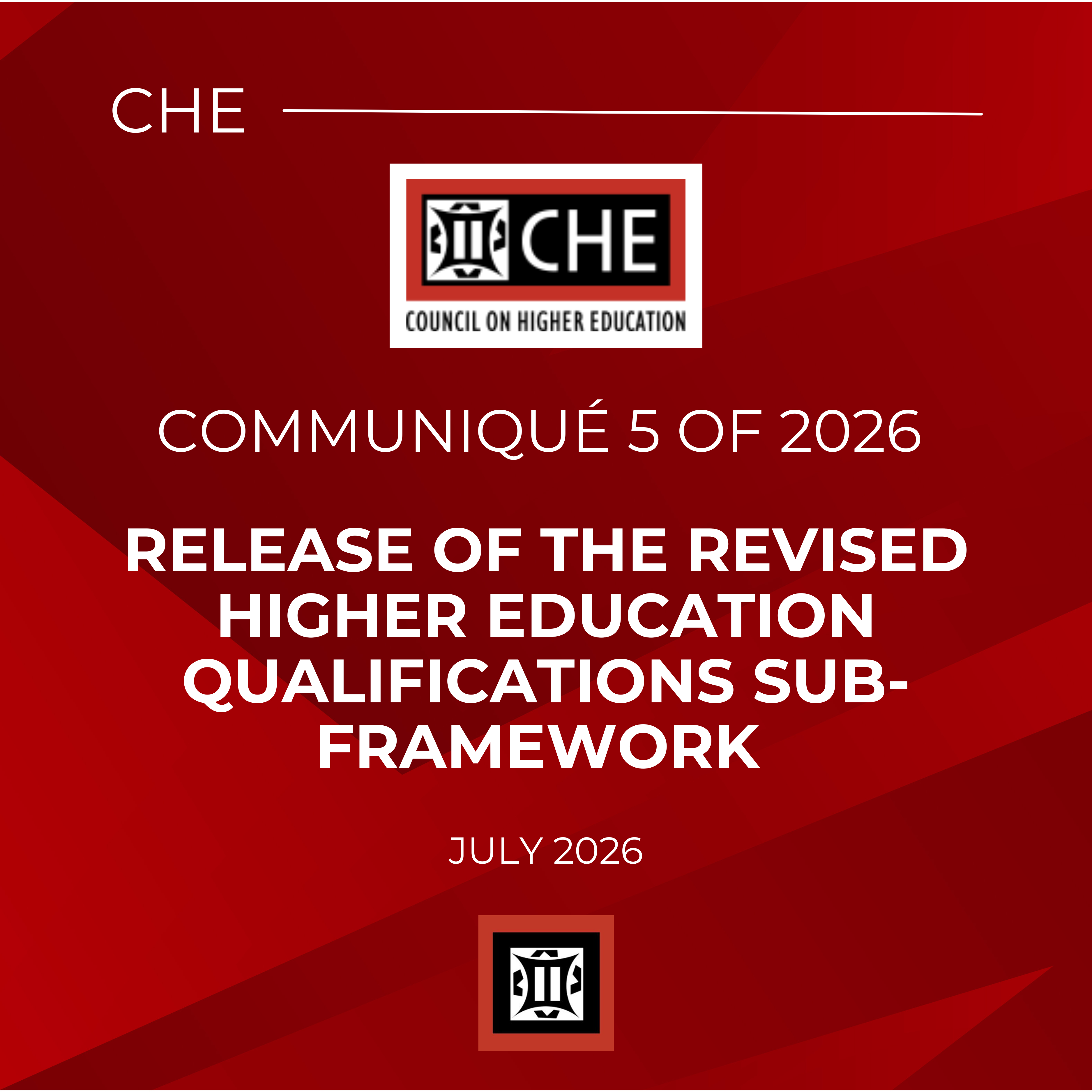 COMMUNIQUÉ 5 OF 2026 - Release of the Revised Higher Education Qualifications Sub-framework 