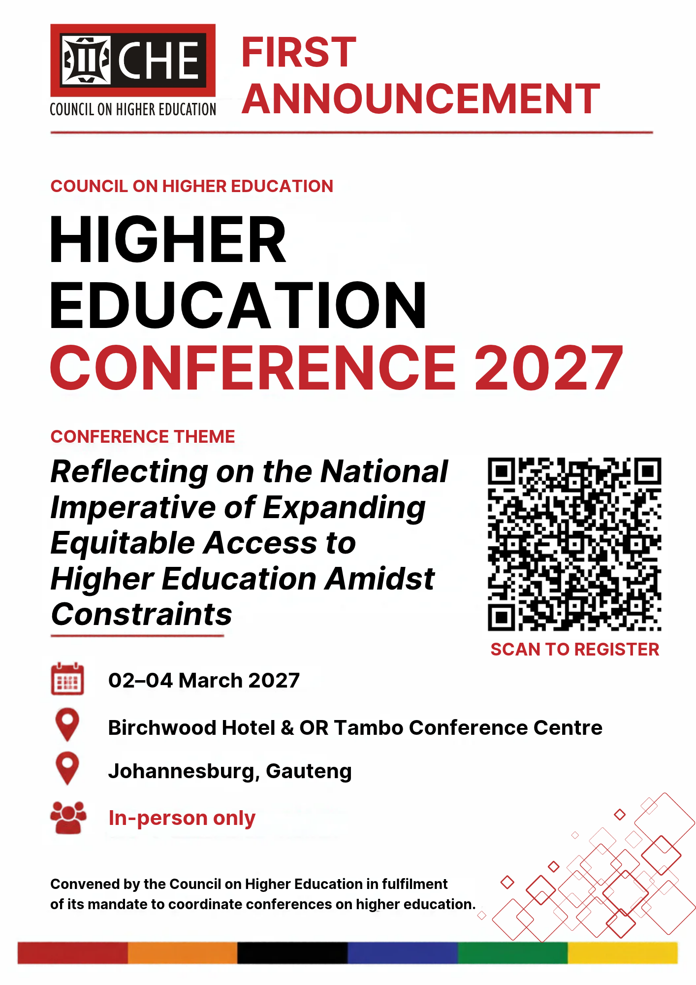 First Announcement & Call for Abstracts - CHE Higher Education Conference: 02–04 March 2027